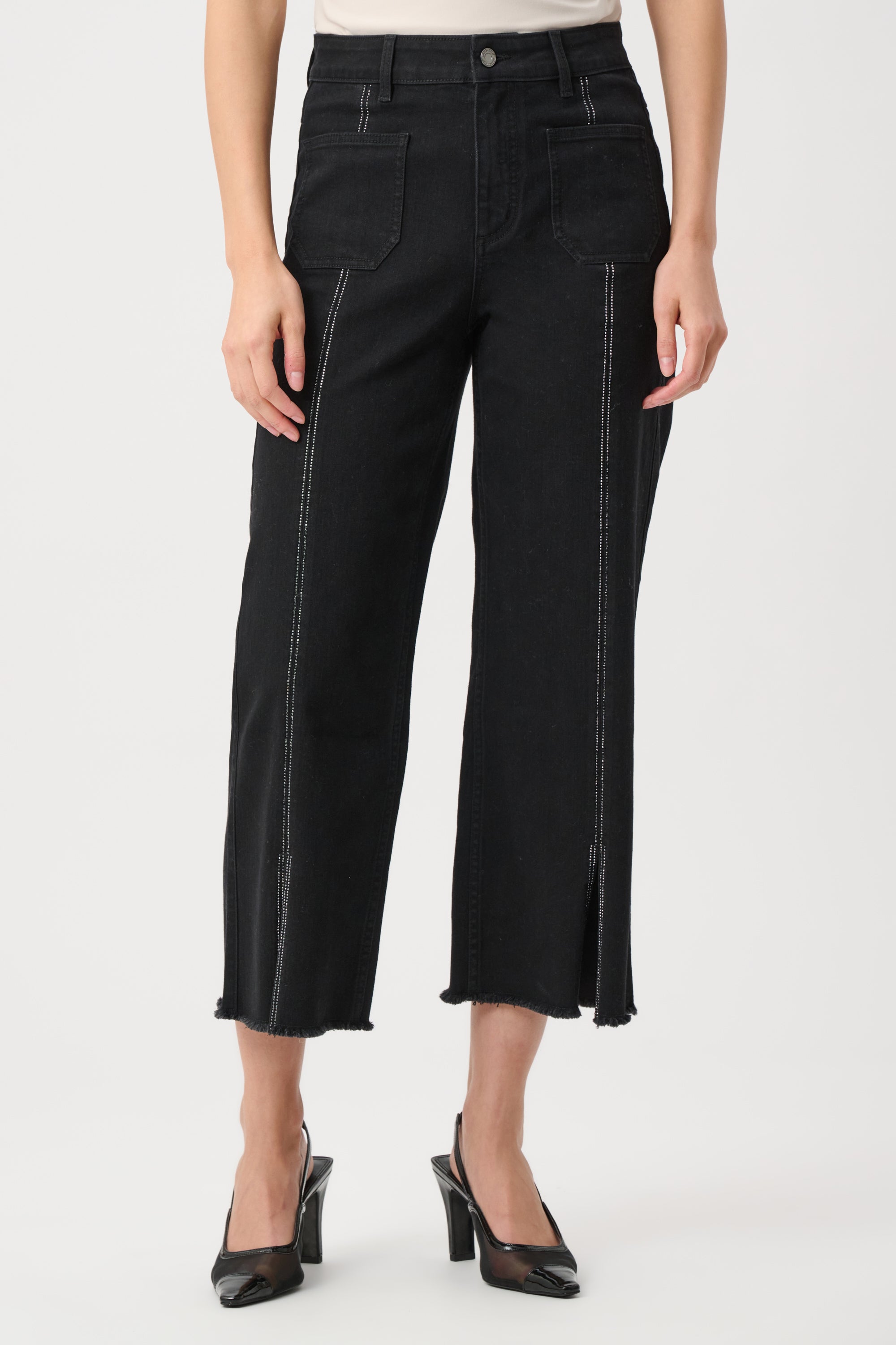 Claudia | Embellished Culotte Jeans Black | Joseph Ribkoff