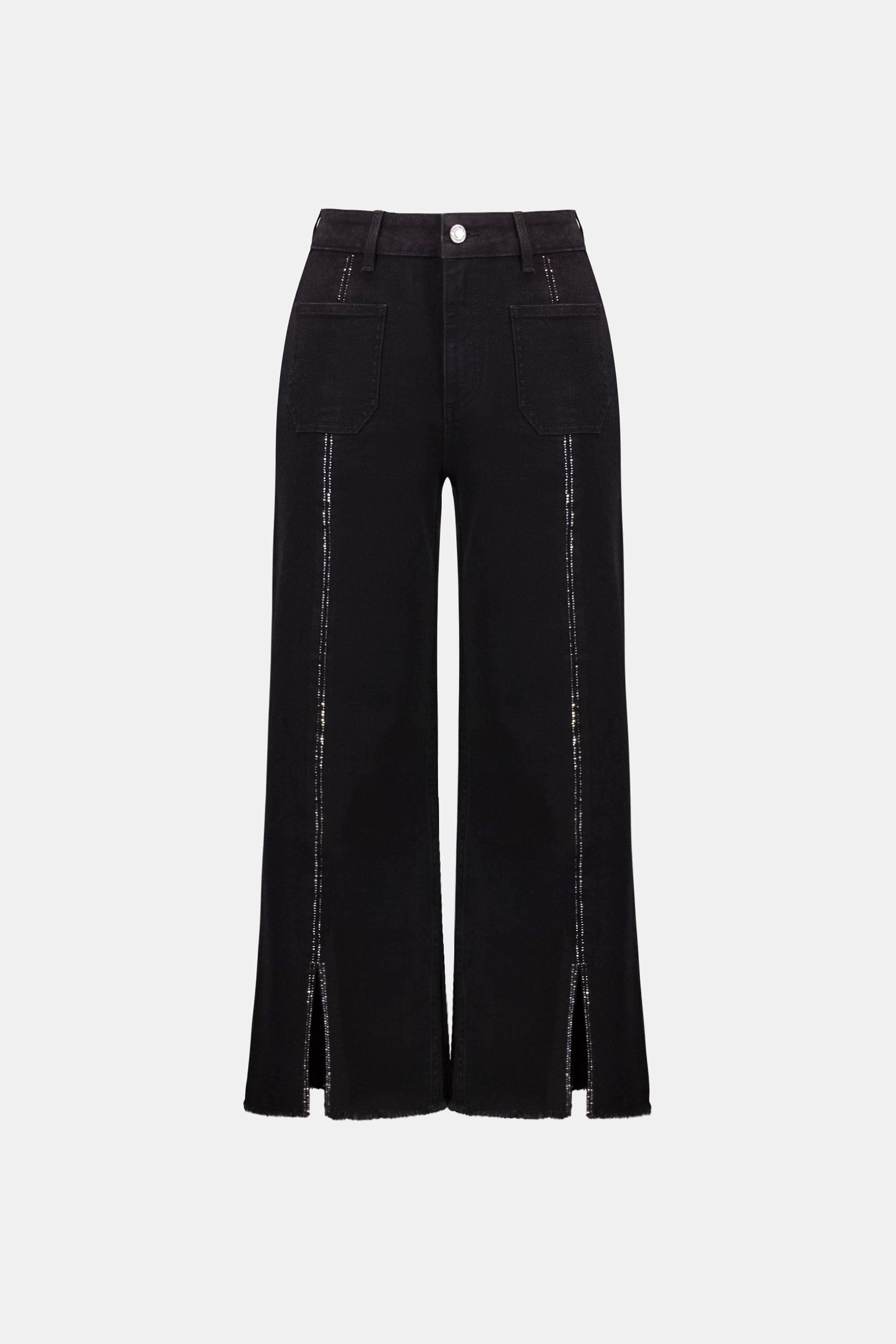 Claudia | Embellished Culotte Jeans Black | Joseph Ribkoff