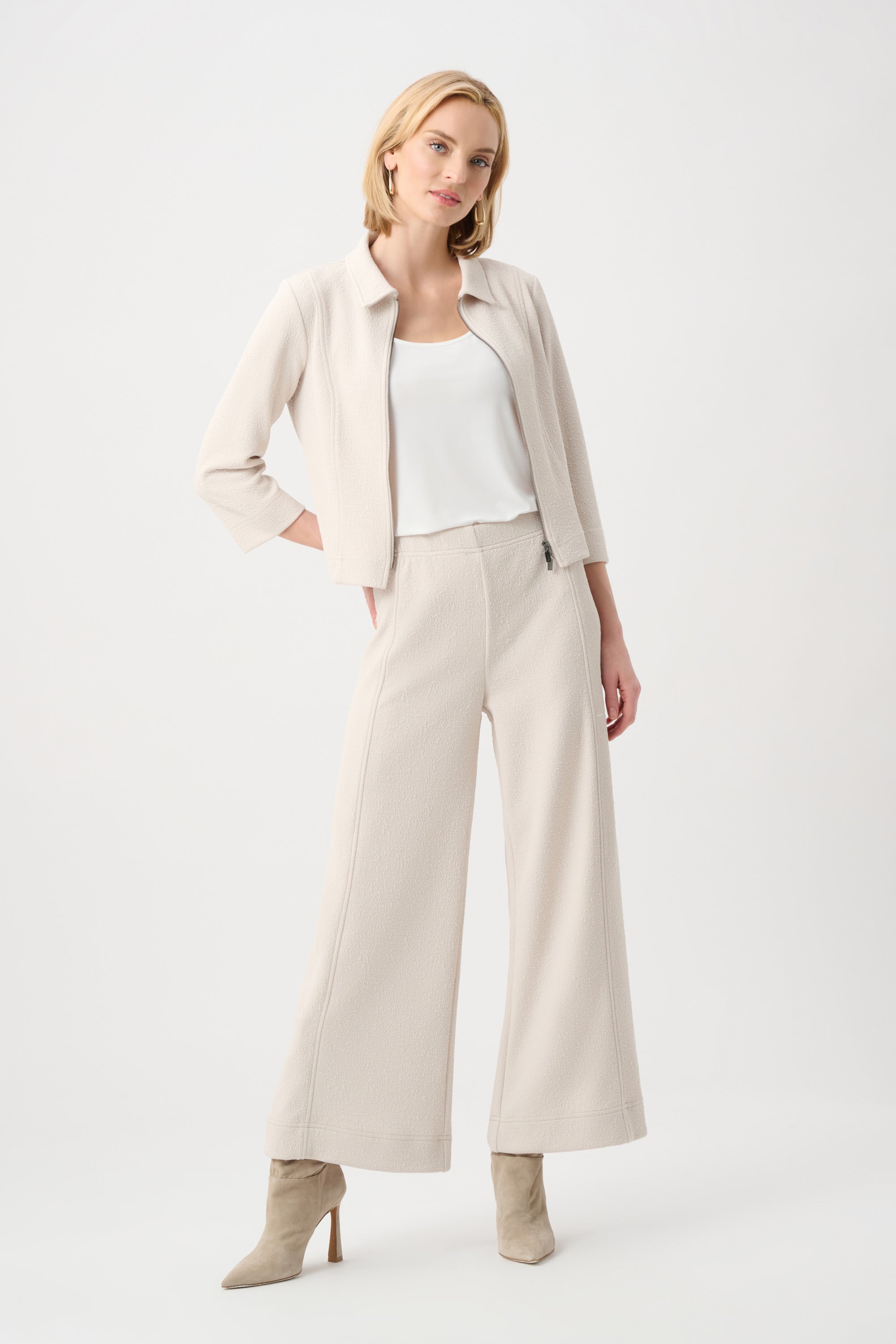 Textured Pin-Tuck Culotte Moonstone | Joseph Ribkoff