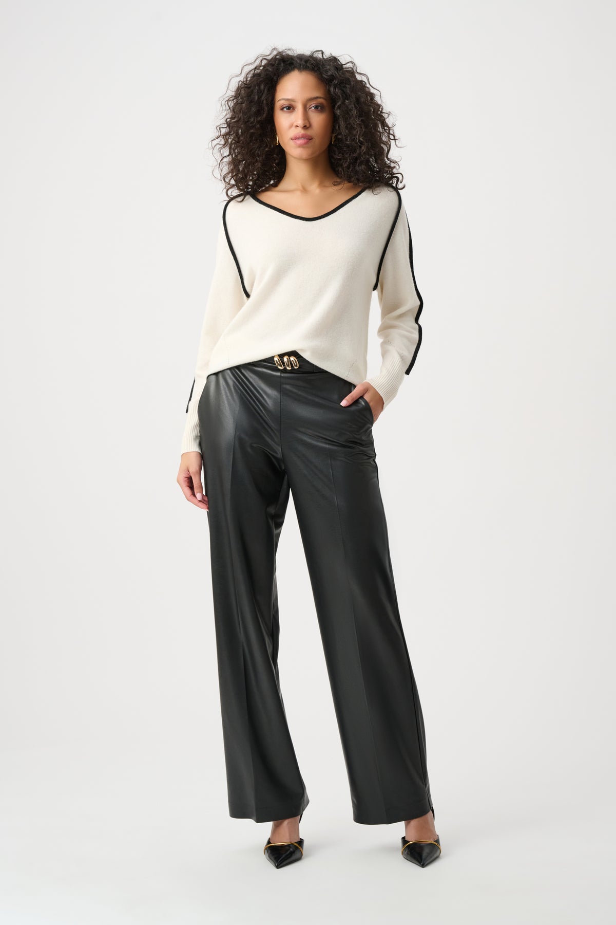 Leatherette Wide-Leg Pants Black | Joseph Ribkoff