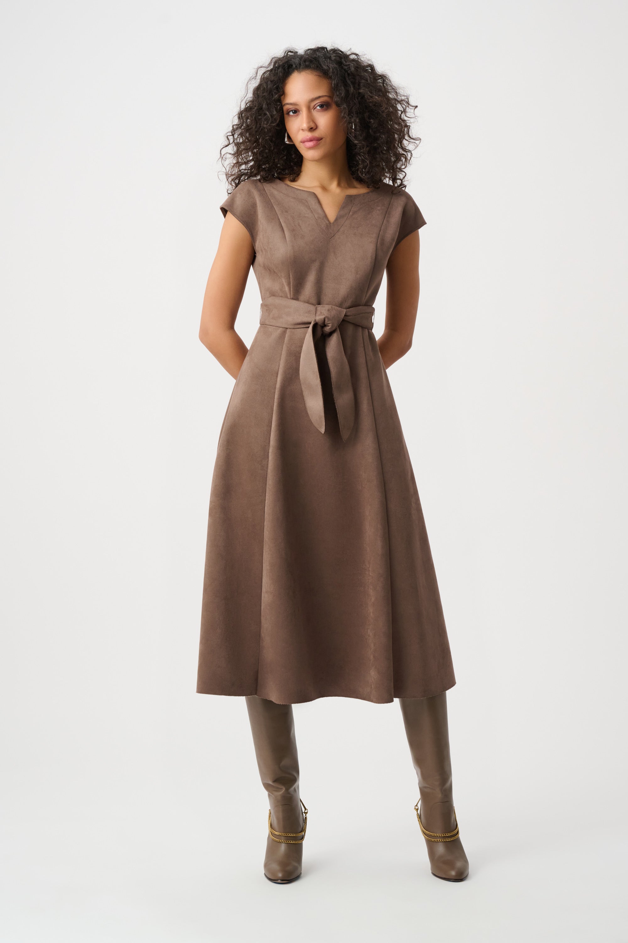 brown suede dress midi Faux Belted Mink Collection: Formal Ancient Egyptian Dress: A Size:48 Long Square neck
