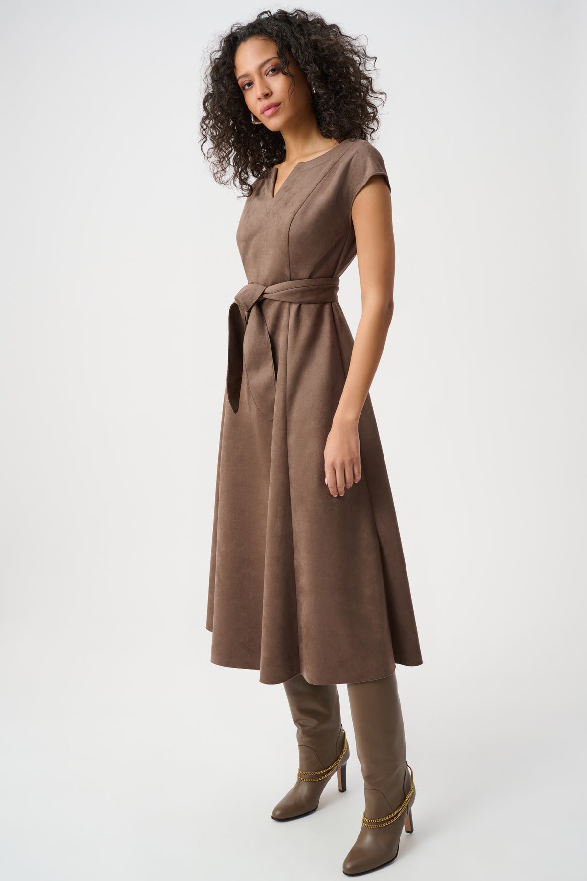 faux suede brown dress Belted Midi Mink Women's Blue Cotton Dresses ClothingOccasion: anniversary this dress is your Size:Eu41/Us8
