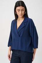 Joseph RIbkoff Vestido holgado para mujer Solapa Cuello Blusa en Añil