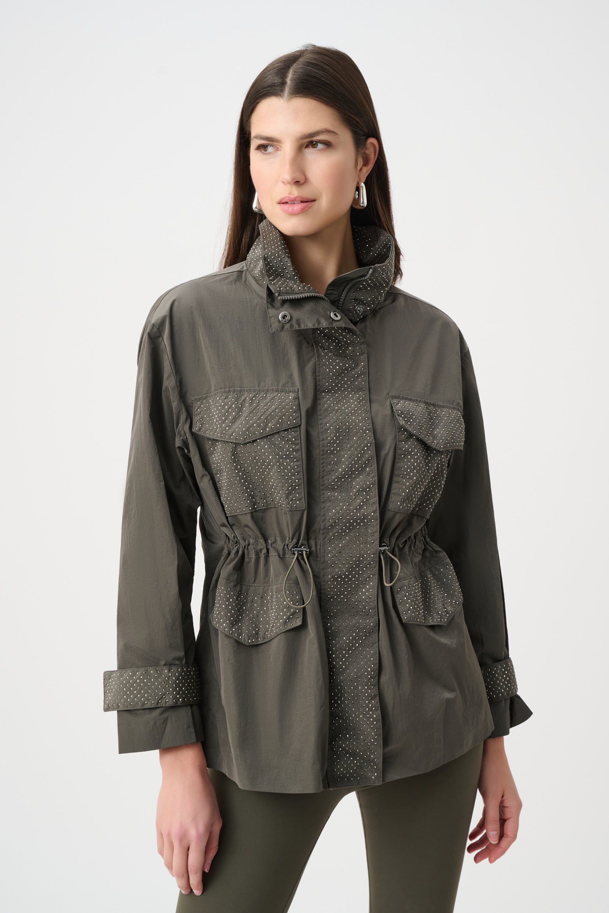 Embellished Utility Jacket Avocado | Joseph Ribkoff