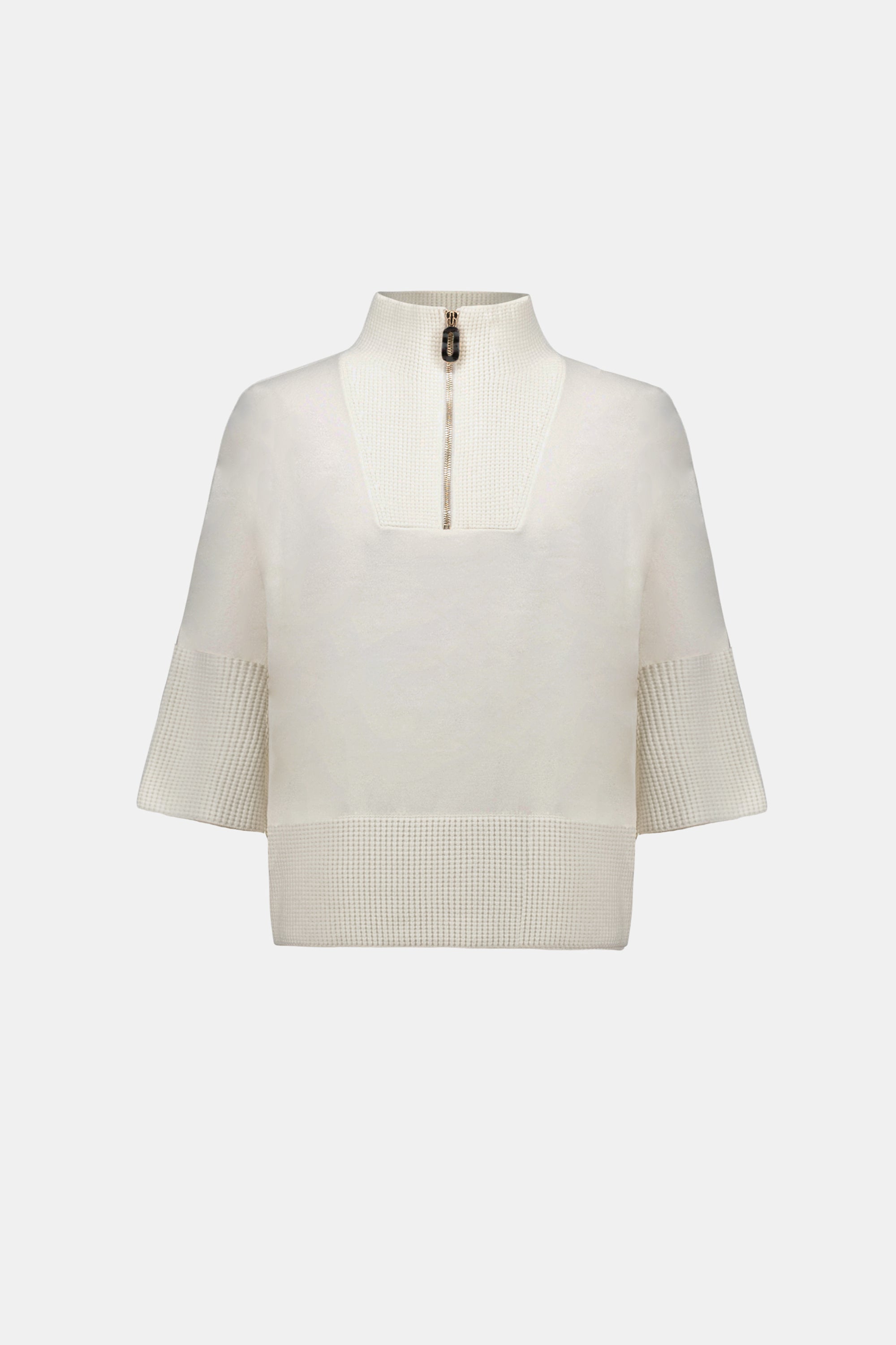 Ribbed Trim Half-Zip Pullover Winter white | Joseph Ribkoff