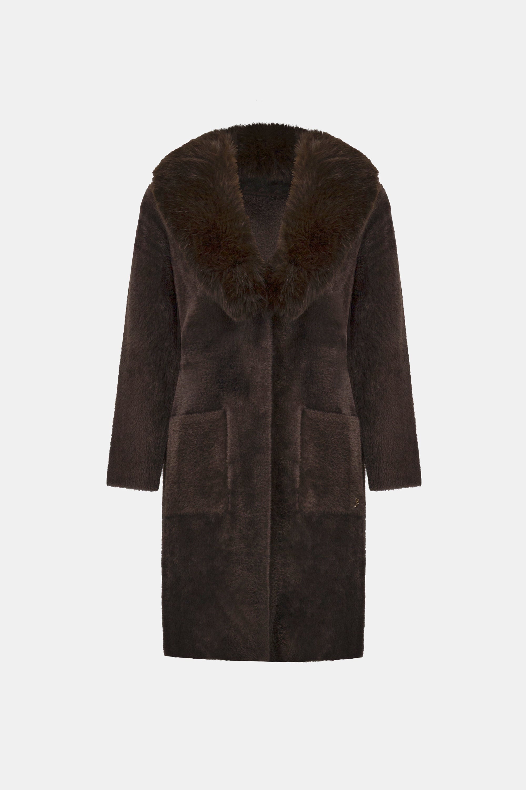 Detachable Faux-Fur Shawl Collar Coat Mocha | Joseph Ribkoff