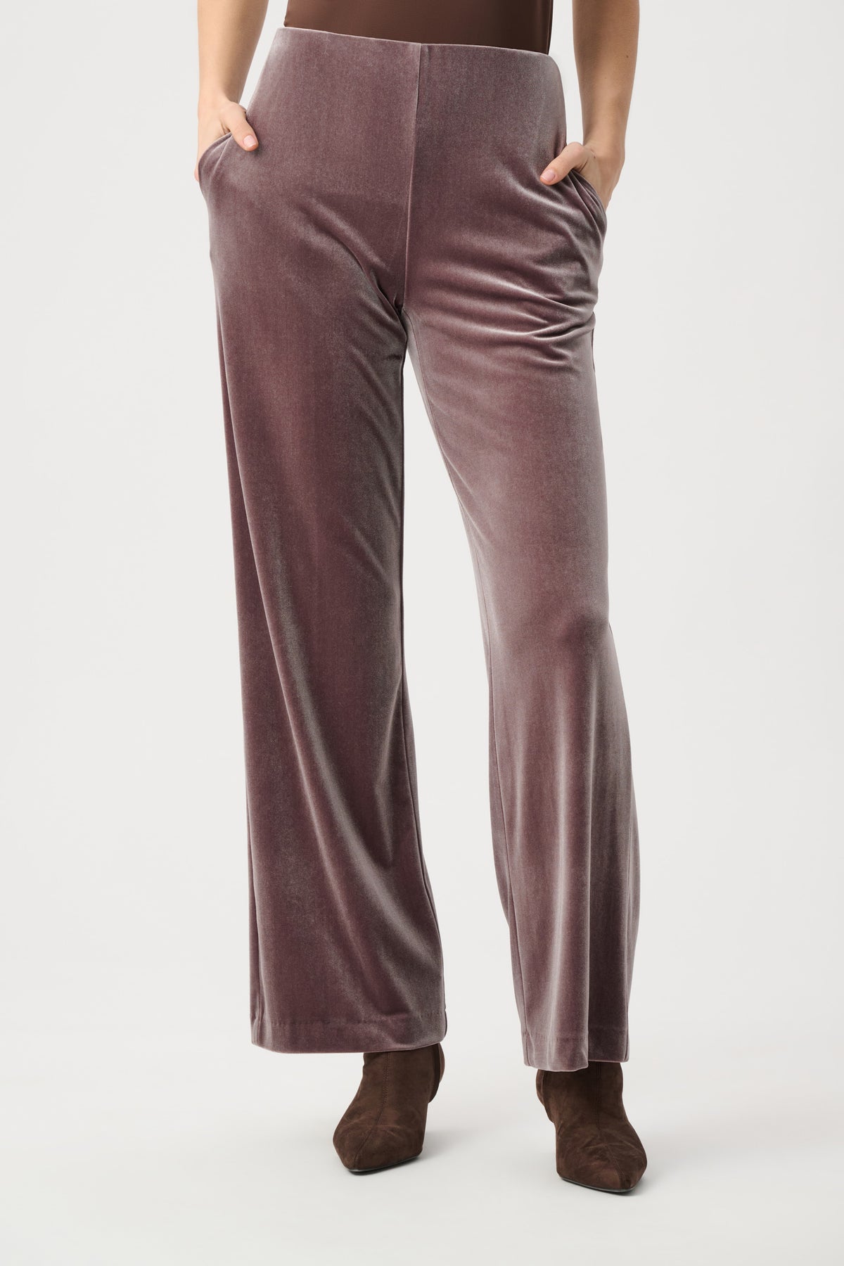 Velvet Wide-Leg Pull-On Pants Mink | Joseph Ribkoff
