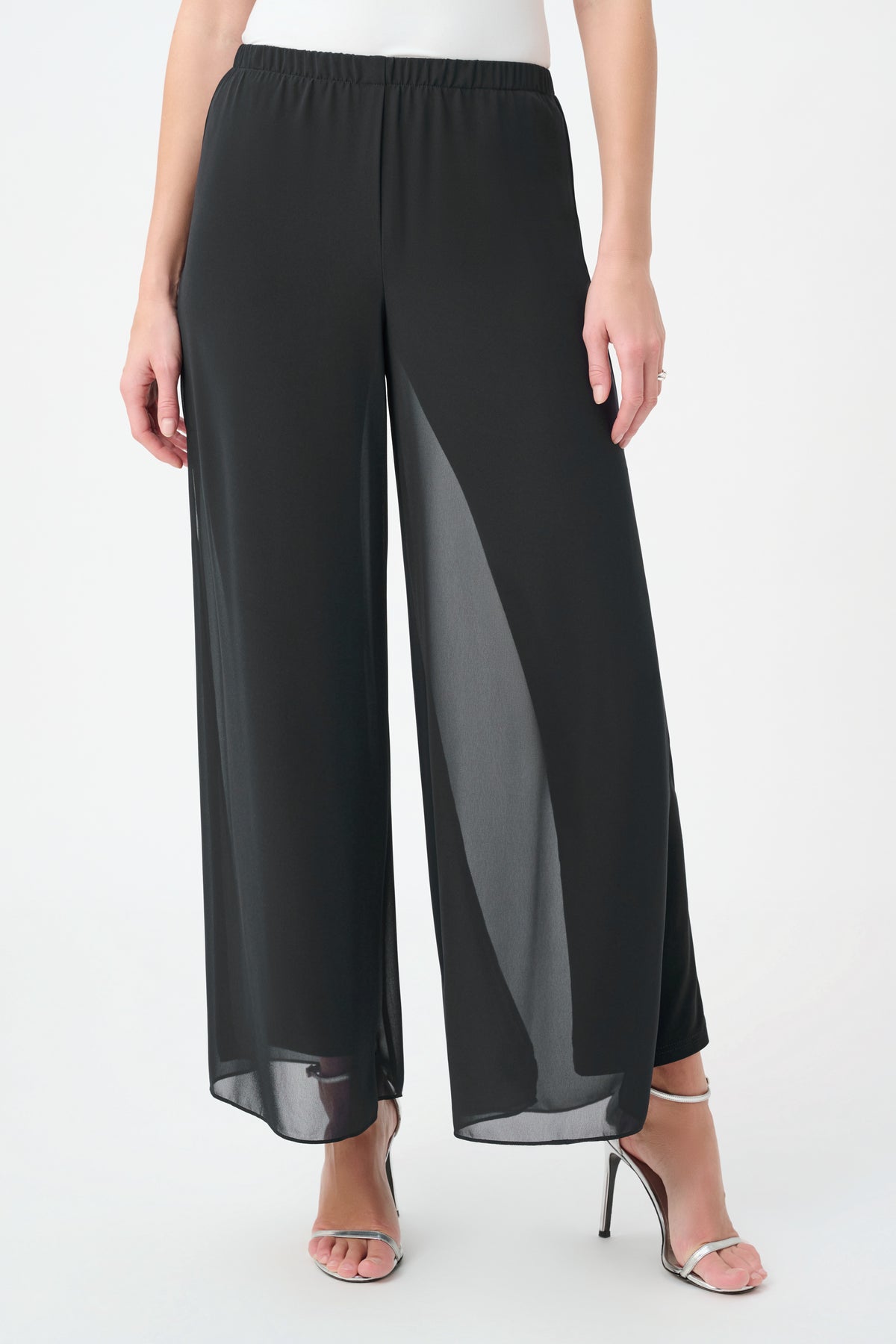 Chiffon Wide-Leg Pull-On Pants Black | Joseph Ribkoff