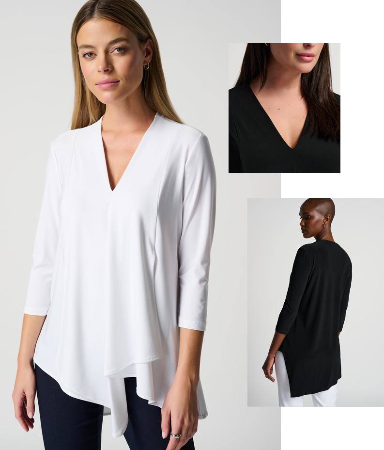 Joseph Ribkoff, Asymmetric Longline Button Shirt, 181280